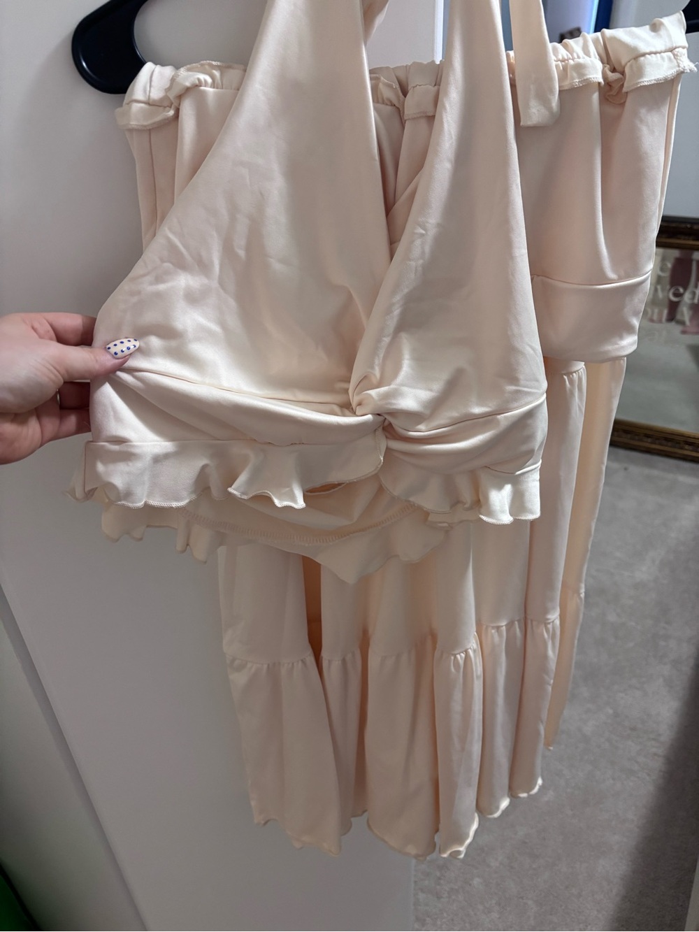 Cream Tiered Maxi Skirt  set - Picture 2 of 3